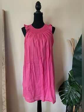 J. Crew Hot Pink Sleeveless Smocked Yoke Dress